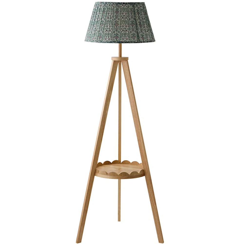 ValueLights Morrigan Floral Pleated Shade Scallop Tripod Floor Lamp with Bulb Image 1