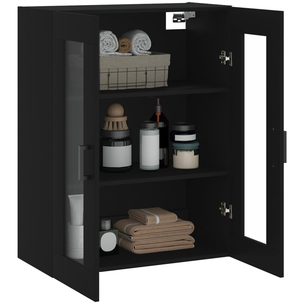 vidaXL 2 Glass Door Black Wall Mounted Cabinet Image 5