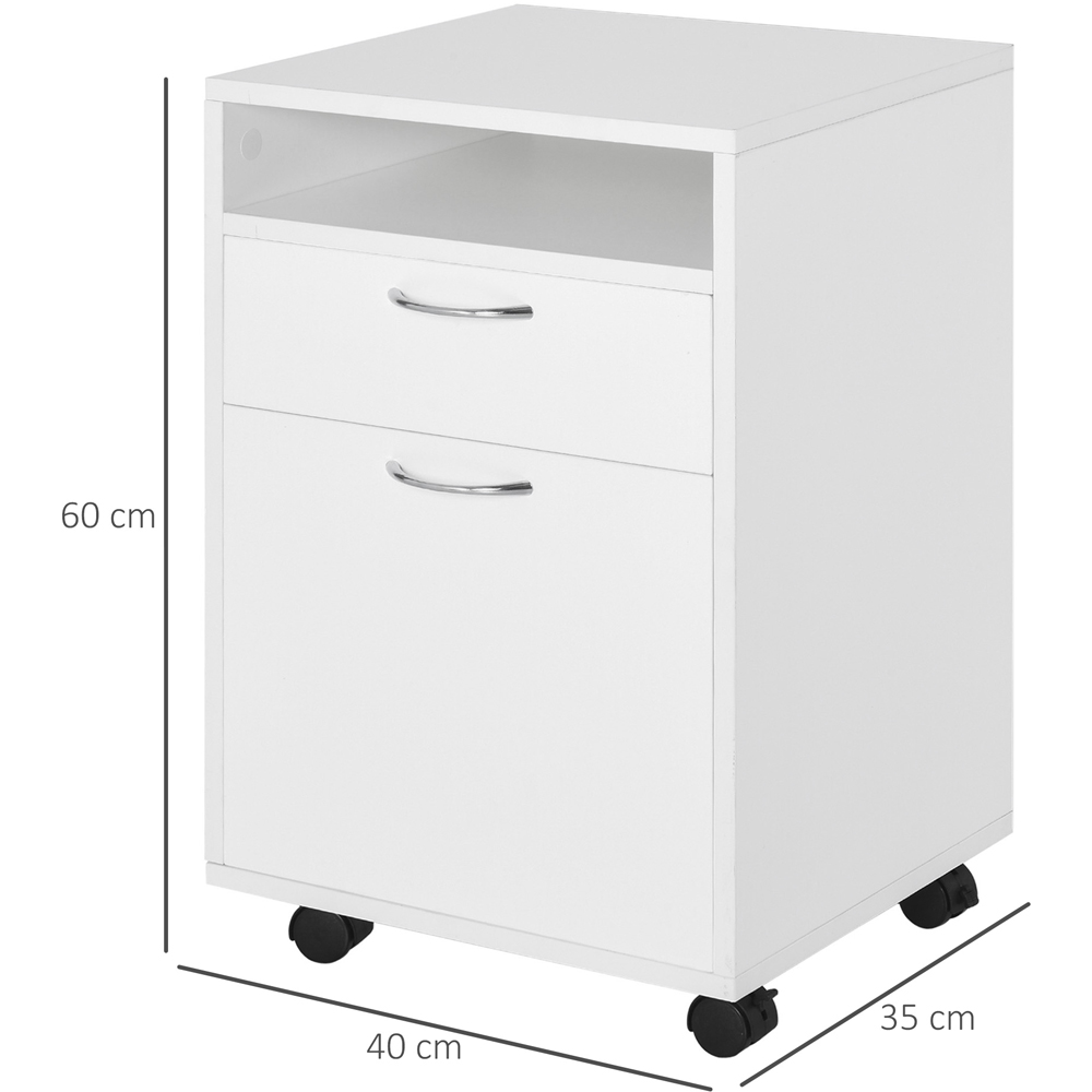 HOMCOM Single Door Single Drawer White Printer Stand Image 8