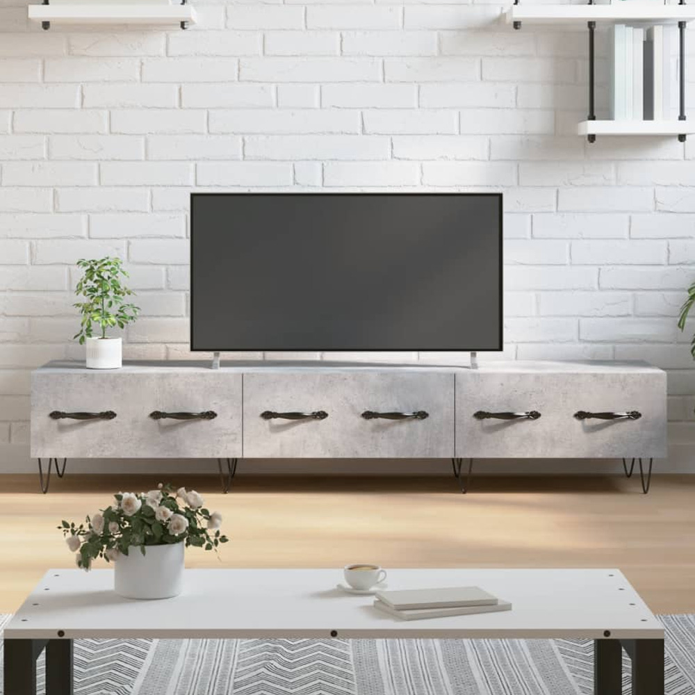 vidaXL 3 Drawer Concrete Grey Wide TV Cabinet Image 1