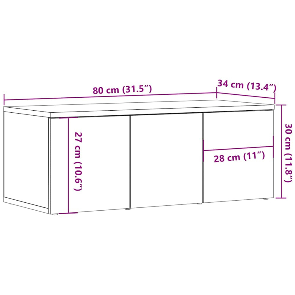 vidaXL 3 Drawer Old Wood TV Cabinet Image 9