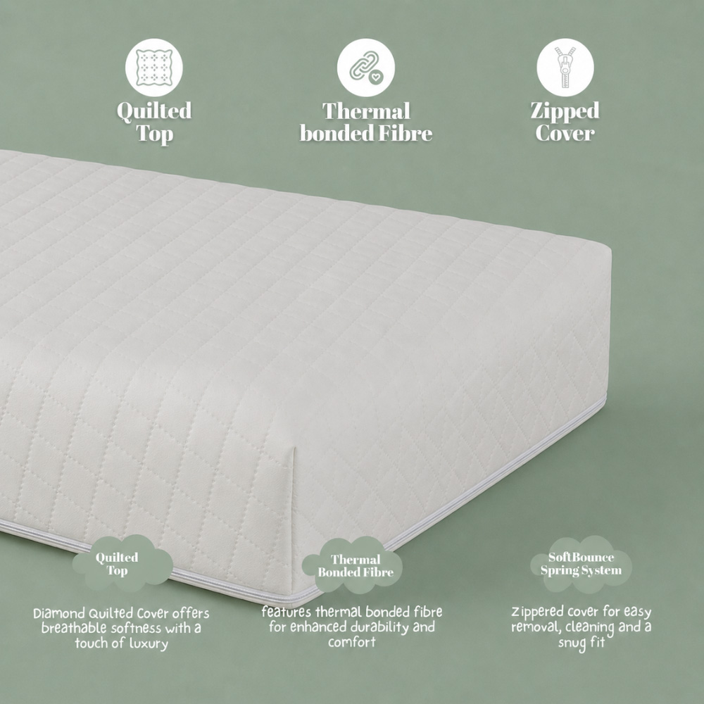 MHG Textiles Baby Cot Bed Extra Thick Mattress 140 x 70 x 15cm Image 3