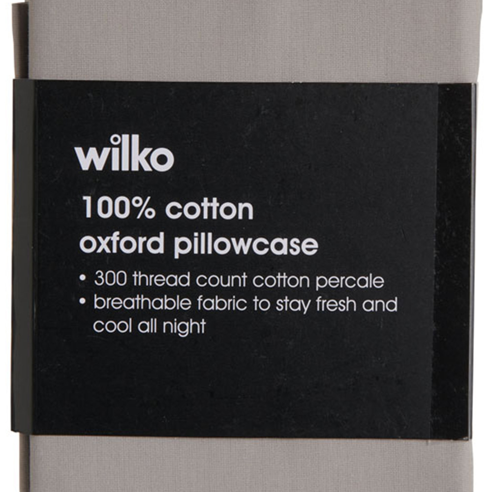 Wilko Best Single Silver 300 Thread Count Percale Oxford Pillowcase Image 3