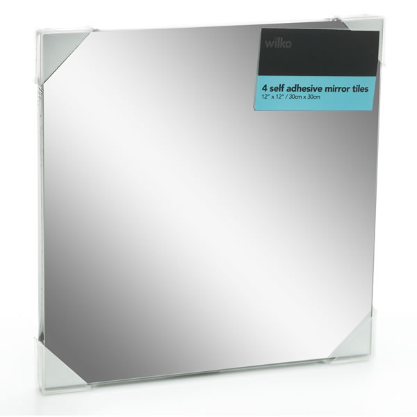 Wilko 4 pack 30 x 30cm Self Adhesive Mirror Tiles Image