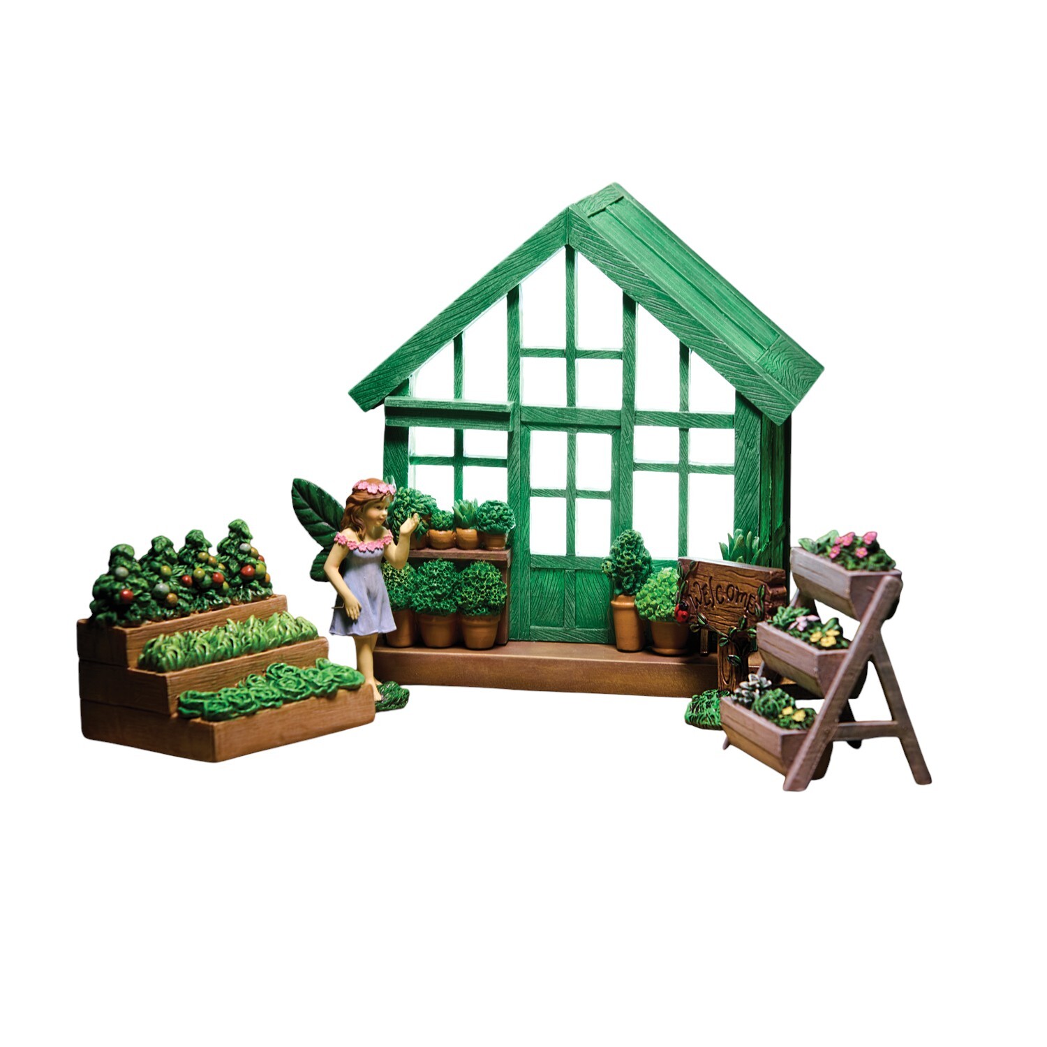 Light Up Greenhouse Garden Ornament Set Green Image 2