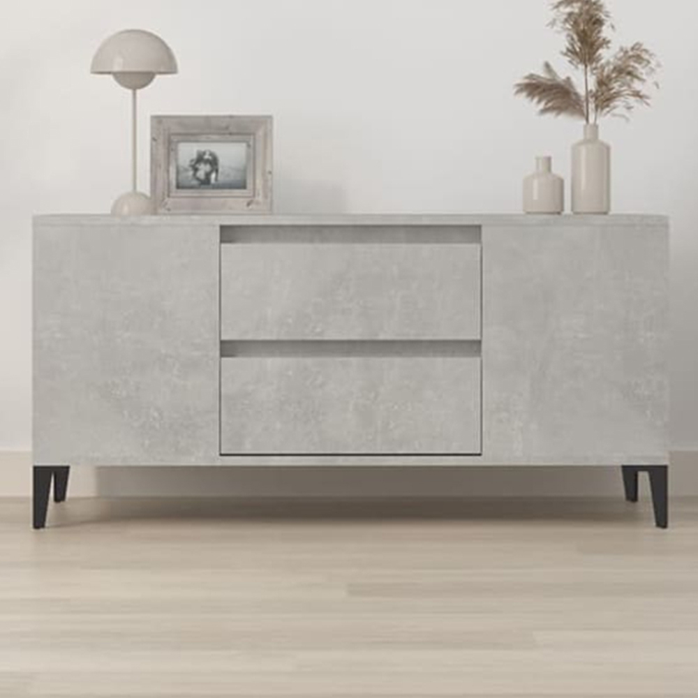 vidaXL 2 Drawer 4 Shelf Concrete Grey TV Cabinet Image 1