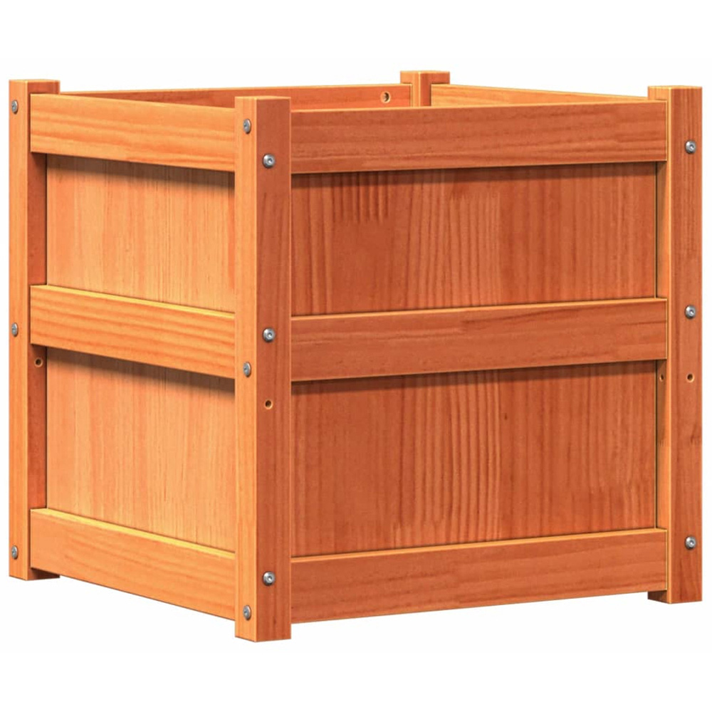 vidaXL Wax Brown Pine Wood Garden Planter 50 x 50 x 50cm 2 Pack Image 4