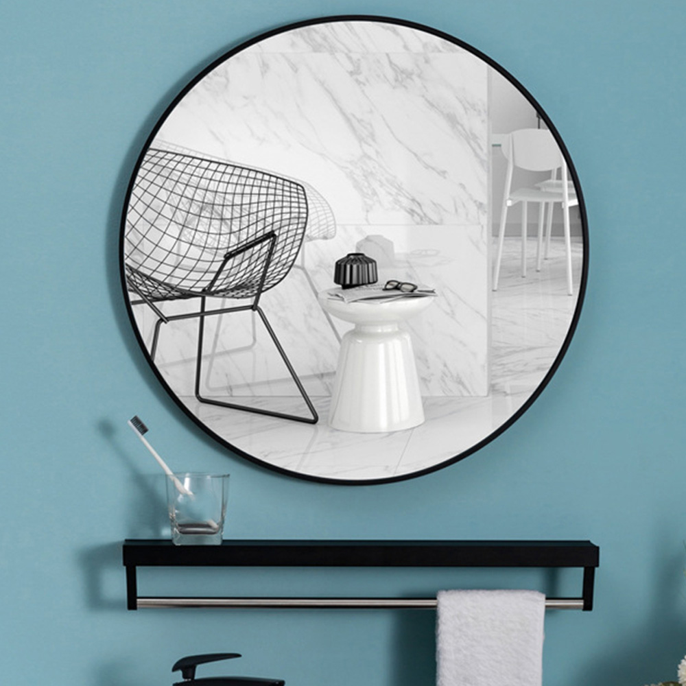 Living and Home Black Frame Nordic Wall Mounted Bathroom Mirror 40cm Image 2
