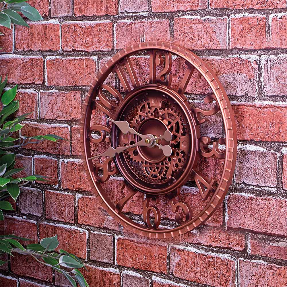St Helens Bronze Vintage Round Garden Clock 30cm Image 2