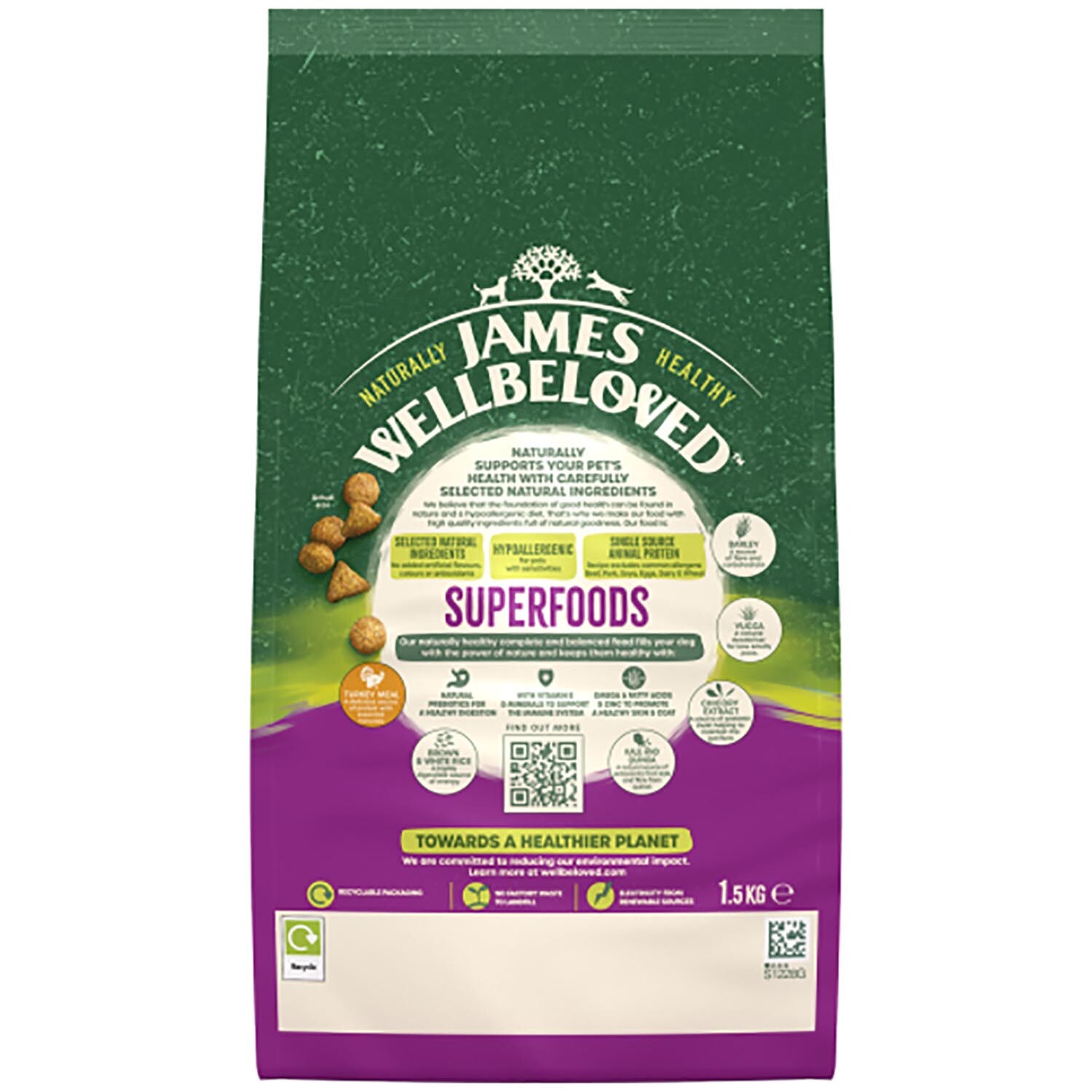 James Wellbeloved Turkey with Kale and Quinoa Dry Dog Food 1.5kg Image 3