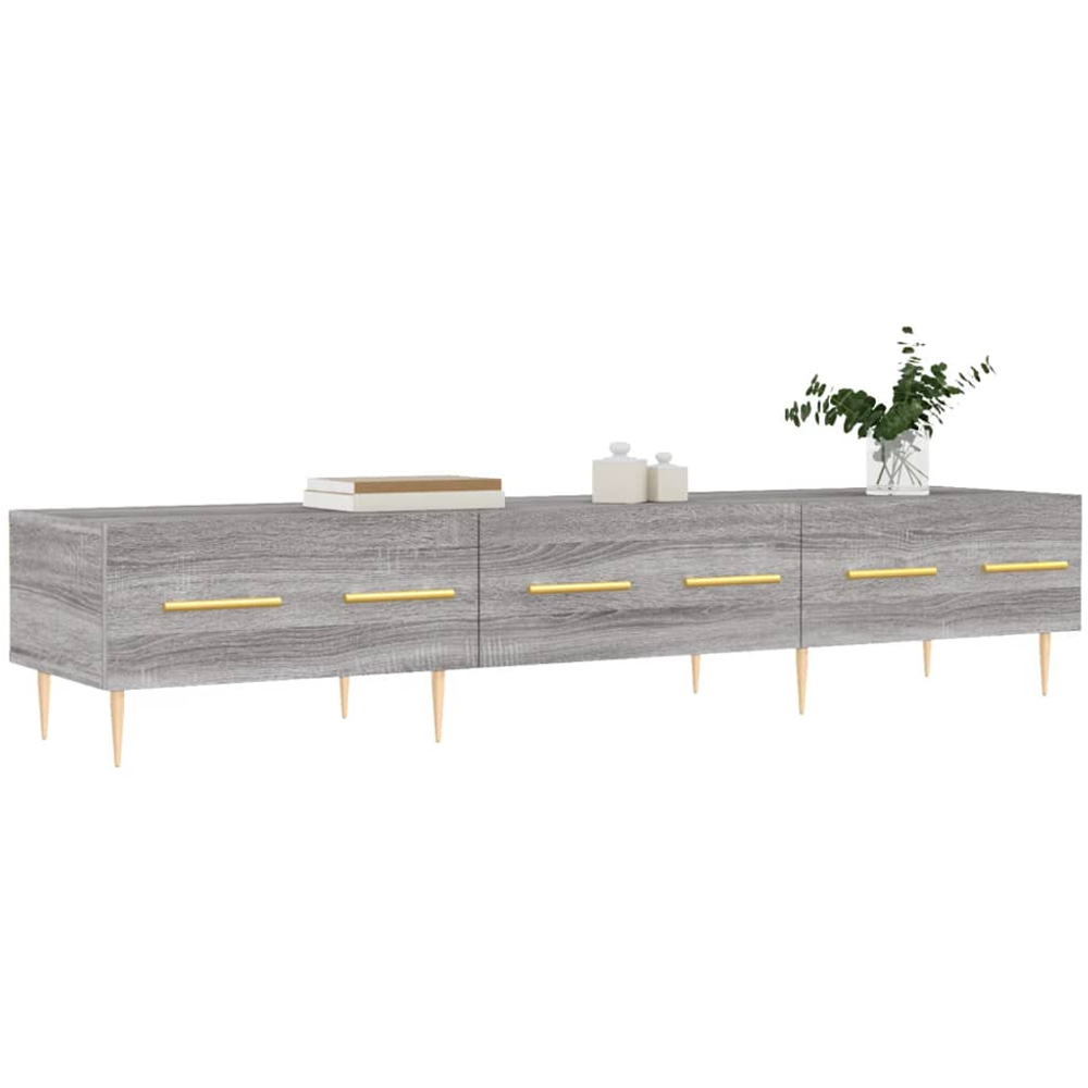 vidaXL 3 Drawer Grey Sonoma Wide TV Cabinet Image 3