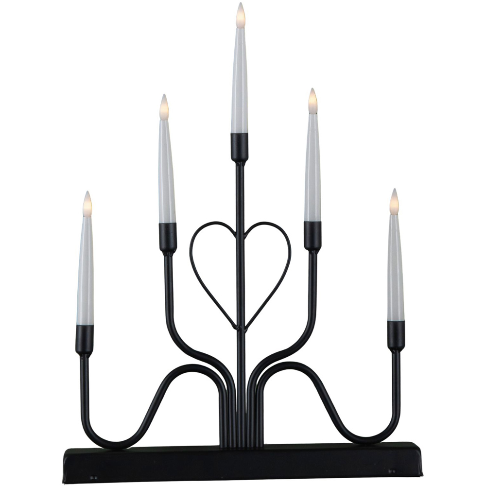 Samuel Alexander 5 Warm White LED Black Metal Heart Christmas Candle Bridge 32cm Image 1