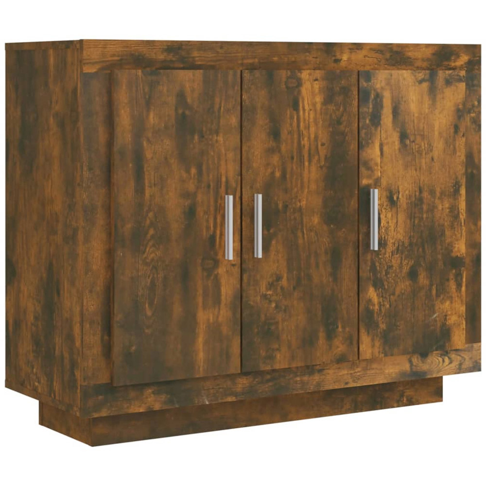 vidaXL 3 Door Smoked Oak Sideboard Image 2