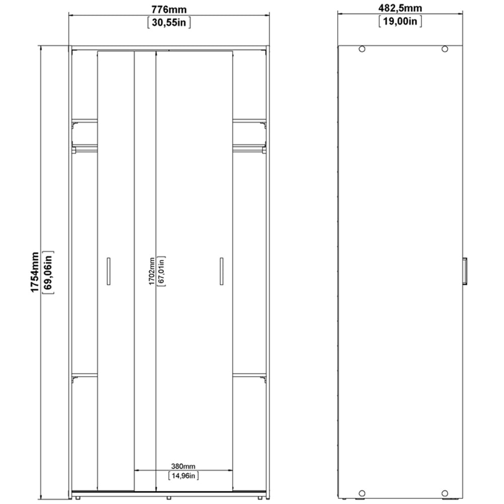 Florence Space 2 Door White Sliding Wardrobe Image 7