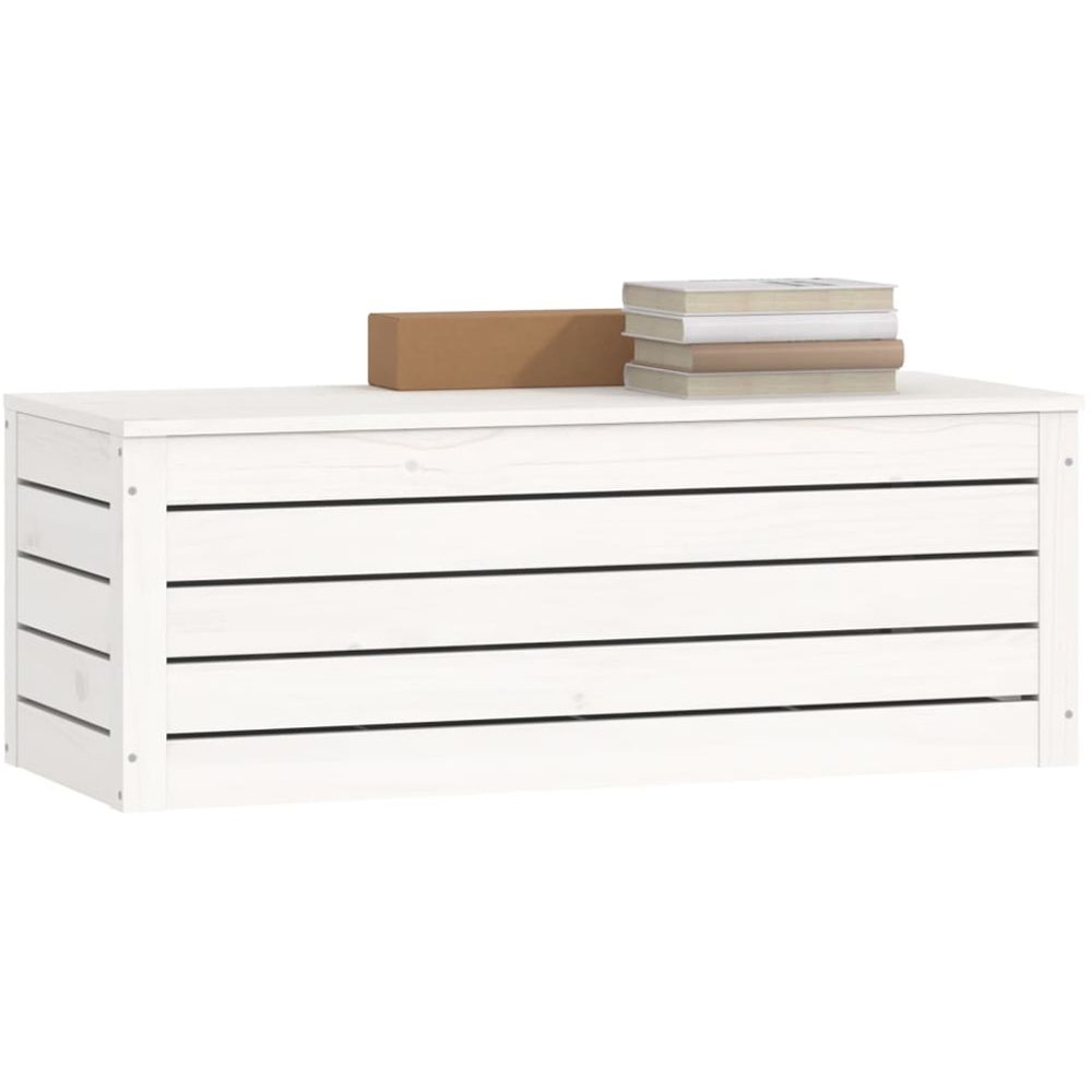 vidaXL White Solid Pinewood Large Storage Box Image 4