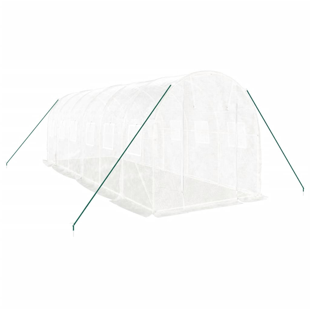 vidaXL White Polyethylene Galvanised Steel Frame 19.6 x 6.5ft Greenhouse Image 3