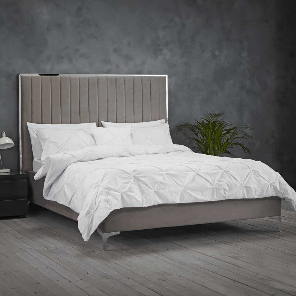 Berkeley King Size Soft Mink Grey Bed Frame Image 1
