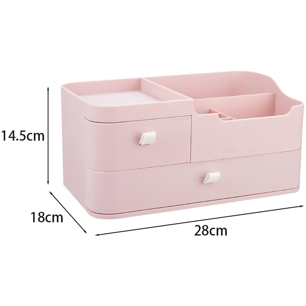 Living and Home 2 Drawer Pink Plastic Desktop Makeup Organiser Image 8