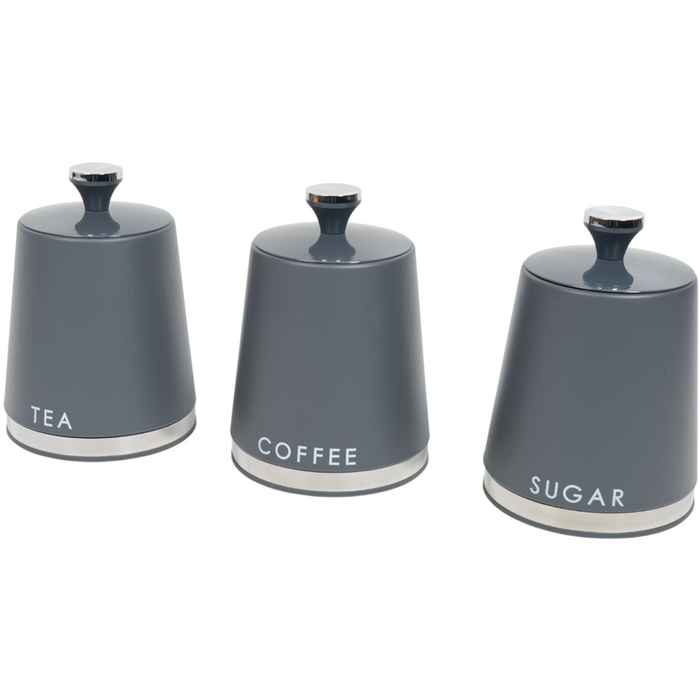 Set of 3 Canisters with Handle Grey Image 4