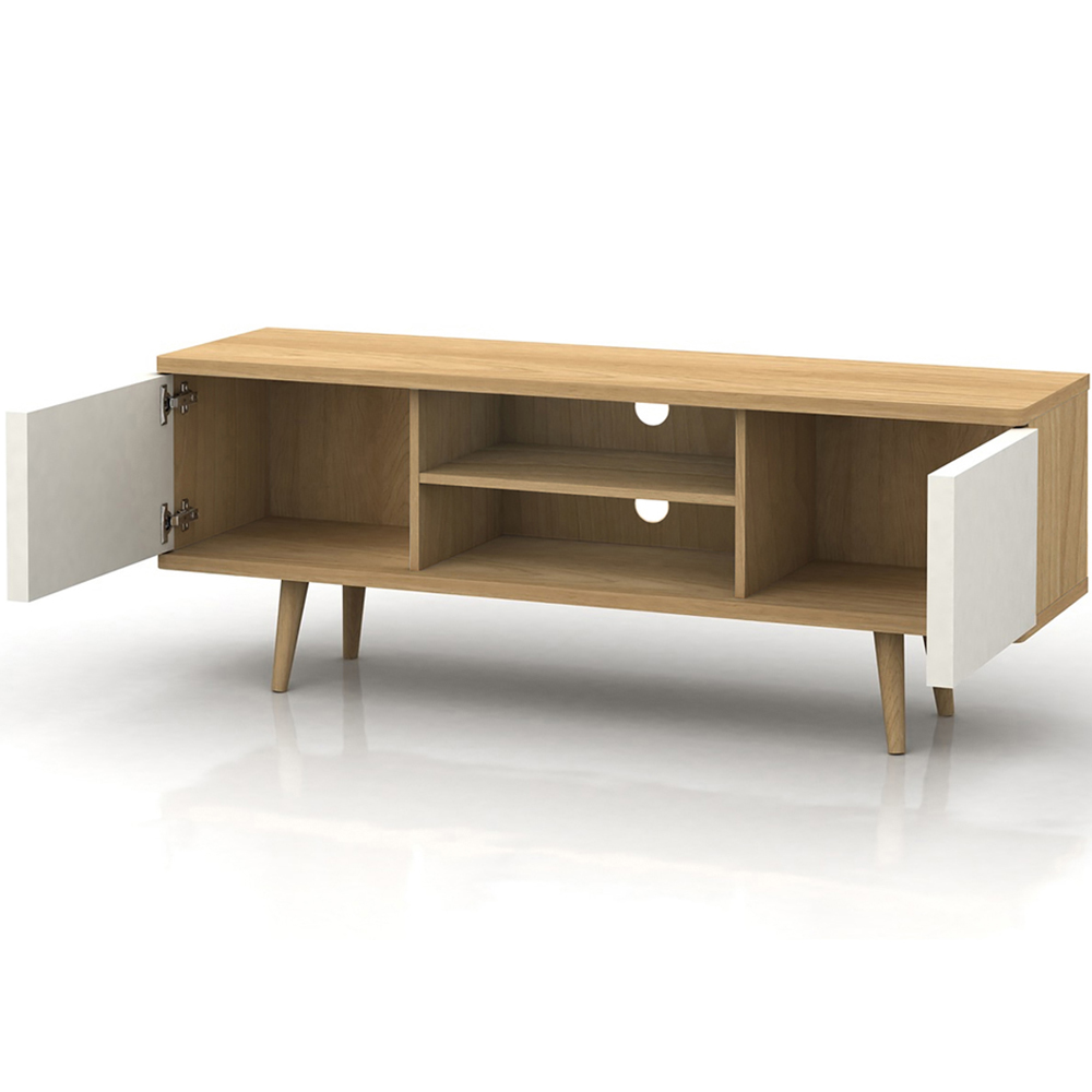 Loft24 Alandra 2 Door 2 Shelf White Oak TV Stand Image 3