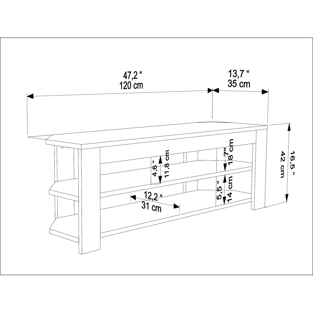 Decorotika Rita 2 Shelf Oud and Black Corner TV Stand for 43 inch TV Image 7