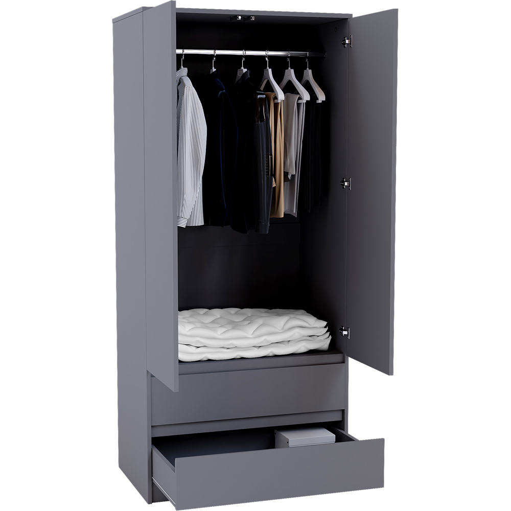 Vida Designs Denver 2 Door 2 Drawer Grey Wardrobe Image 5