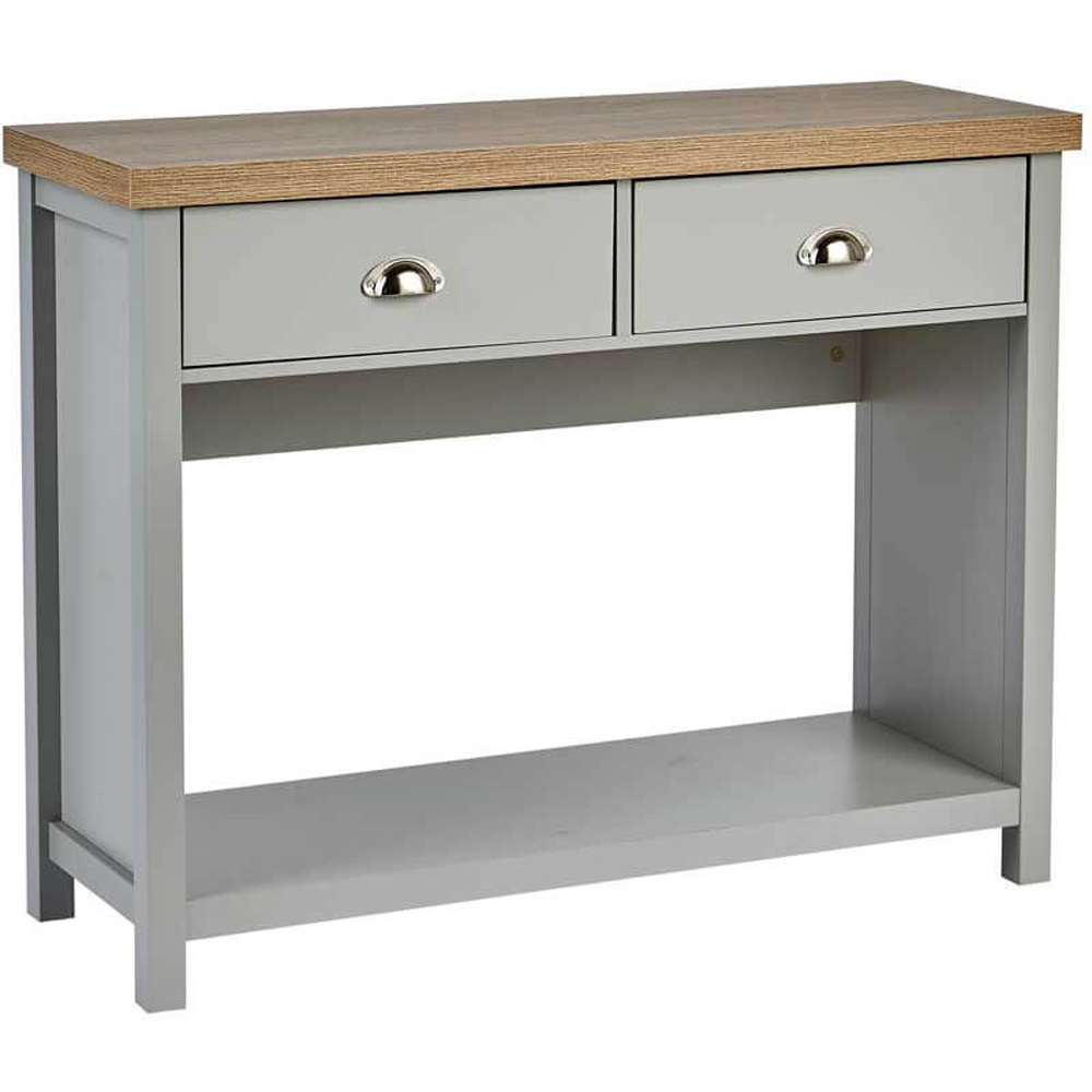 Home Source Avon 2 Drawer Single Shelf Grey Console Table Image 2