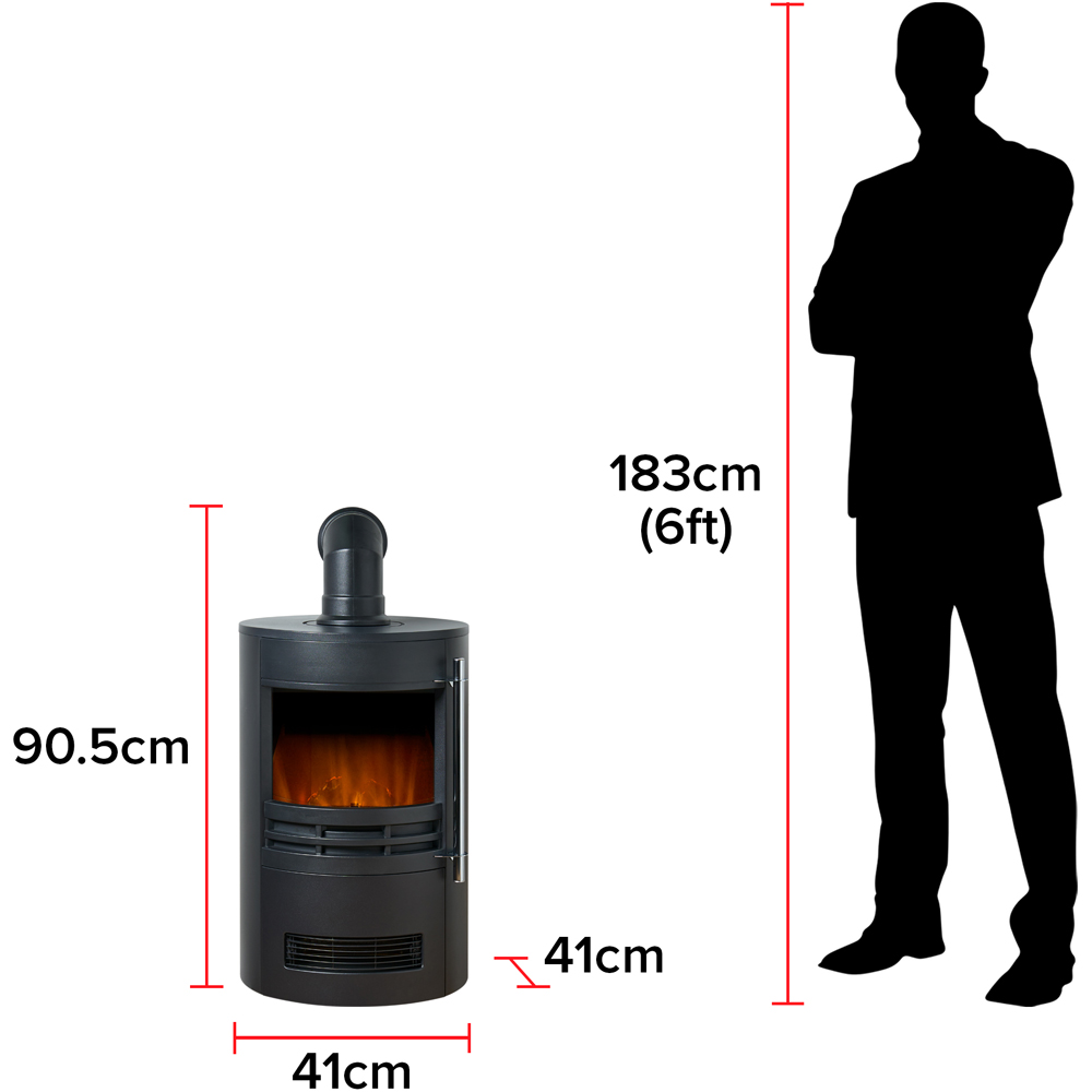 Sureflame Dunston Black Round Electric Stove with Angled Stove Image 9