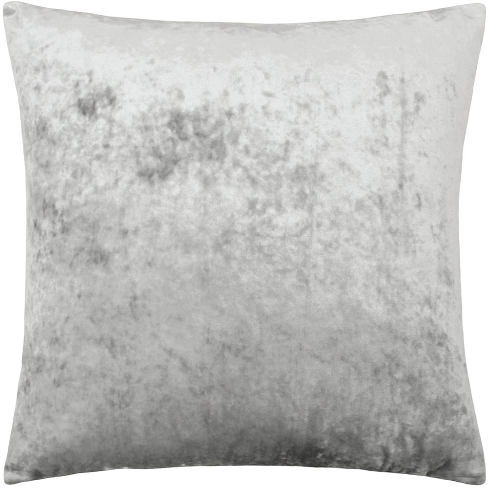 Paoletti Verona Silver Square Crushed Velvet Cushion Image 1