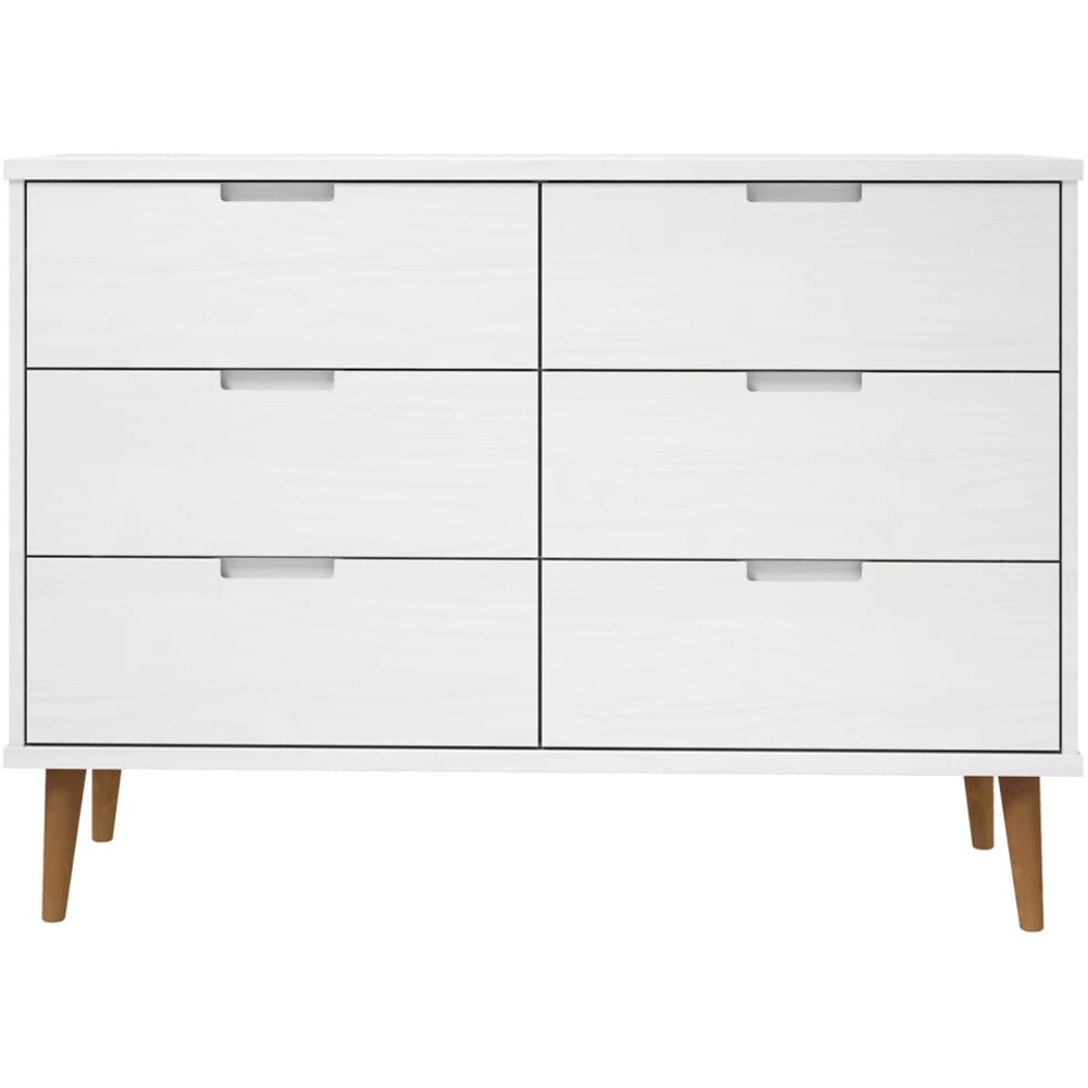 vidaXL Molde 6 Drawer White Solid Wood Pine Storage Cabinet Image 4