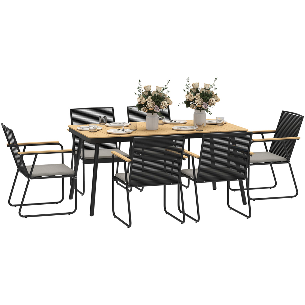 Outsunny 6 Seater Rattan Garden Dining Set Natural Image 2