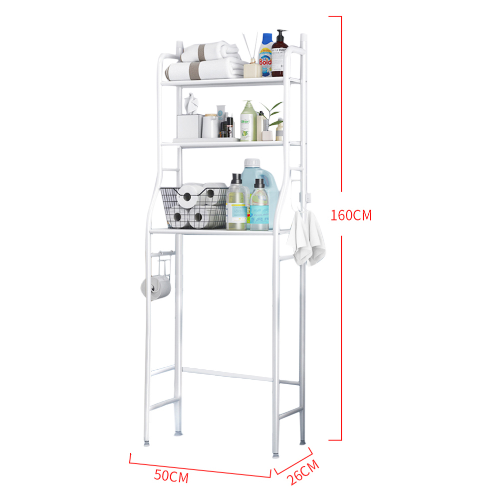 Living and Home 3-Tier White Metal Over Toilet Bathroom Storage Rack Image 7
