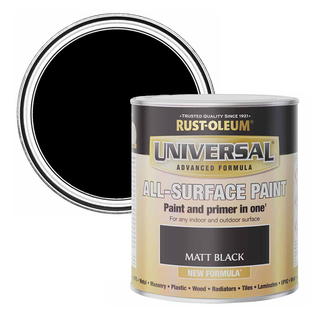 Rust-Oleum Universal Matt Black All Surface Paint 750ml Image 1