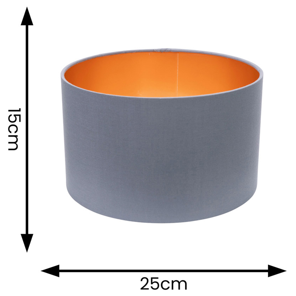 ValueLights Reni Grey and Copper Inner Drum Ceiling Lamp Shade 25cm Image 4