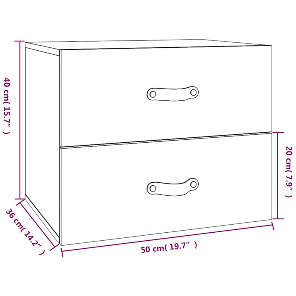 vidaXL 2 Drawer Honey Brown Wall Mounted Nightstand Image 8