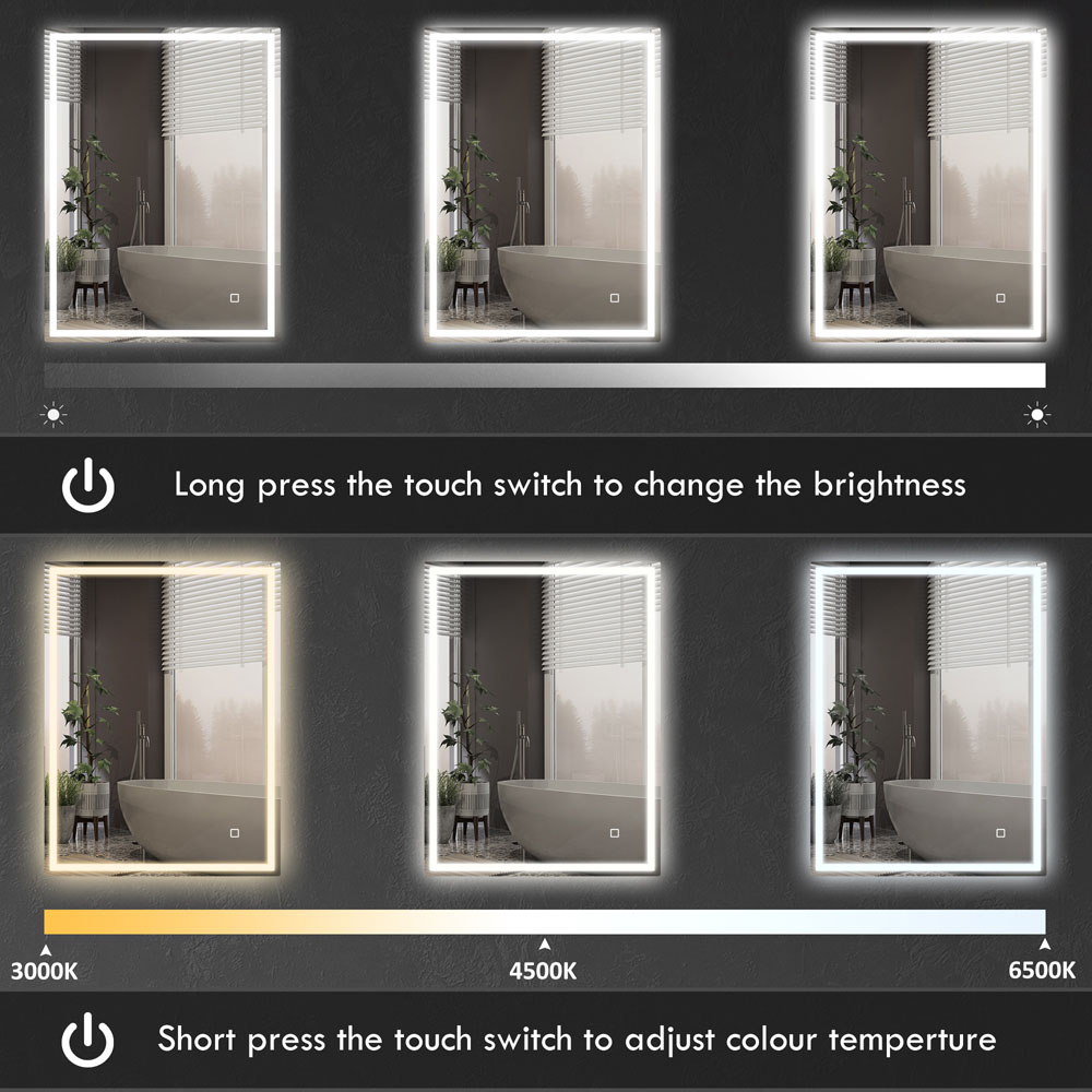 Portland Smart Touch LED Bathroom Mirror 90 x 70cm Image 5