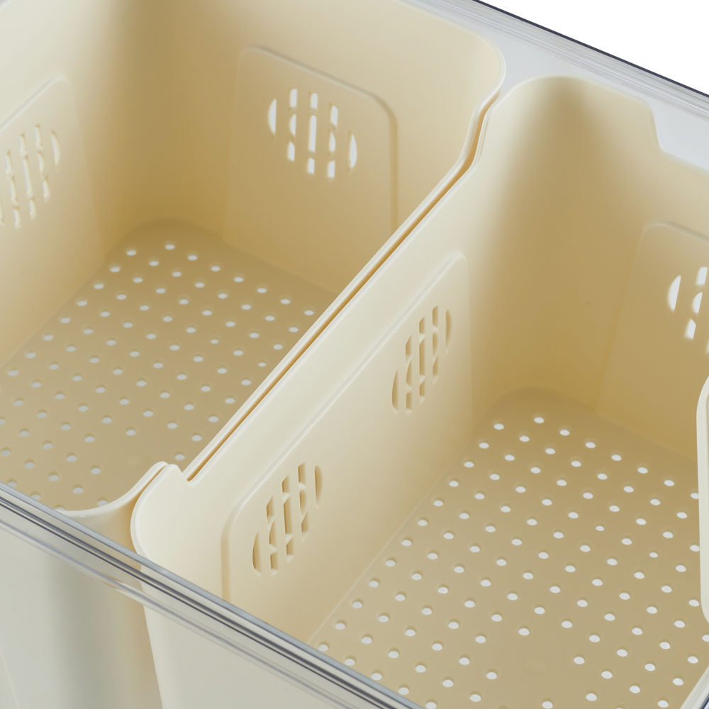 H&O Direct 2 Compartments Fridge Food Storage Container Bin with Handle Image 4