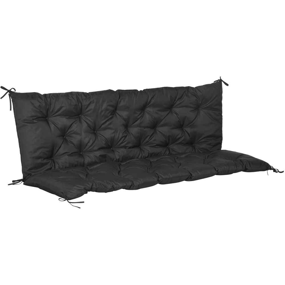 Outsunny 3 Seater Black Bench Cushion 150 x 98cm Image 1