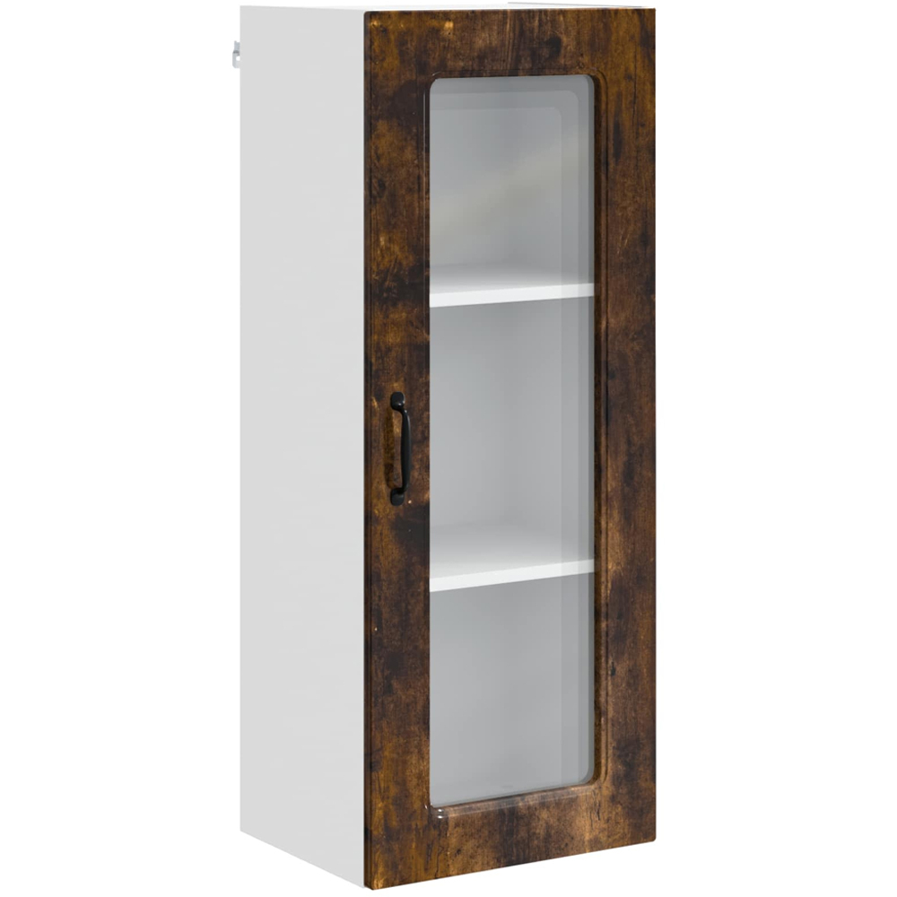 vidaXL Single Glass Door Smoked Oak Kitchen Wall Cabinet Image 2