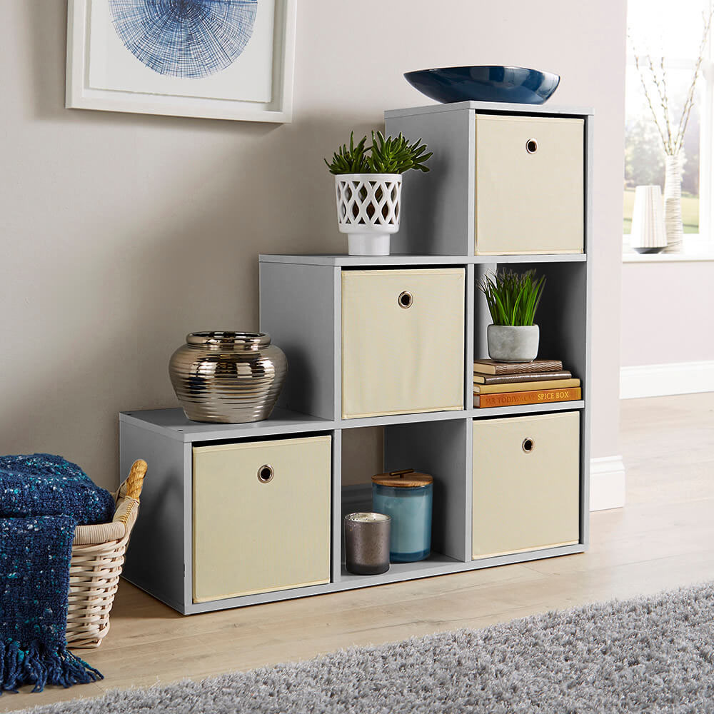 Home Source 6 Cube Grey Storage Unit Image 2