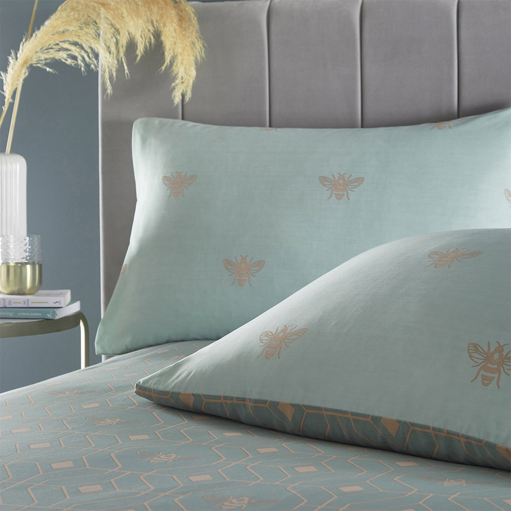 furn. Bee Deco King Size Eau De Nil Duvet Set Image 2