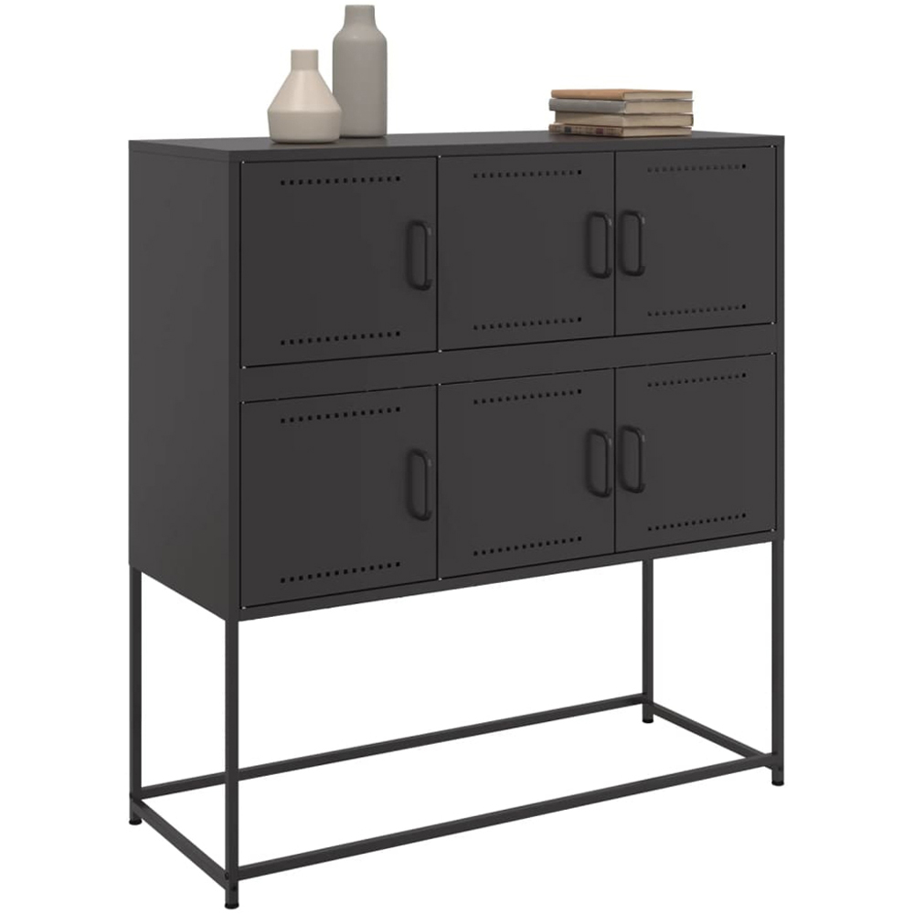 vidaXL 6 Door Black Metal Sideboard Image 4