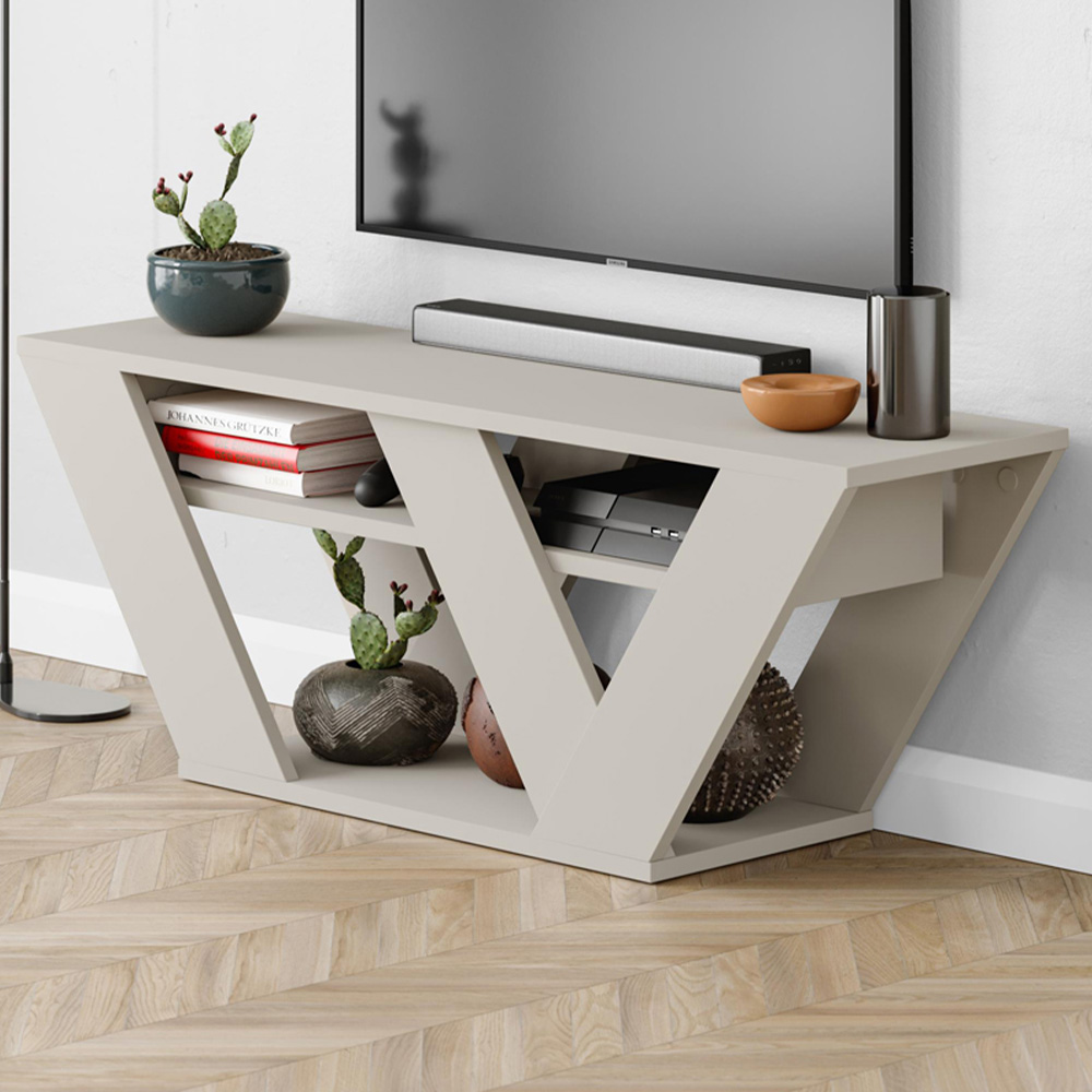 Decortie Pipralla 2 Shelf Sandstone Effect Modern TV Unit Image 1