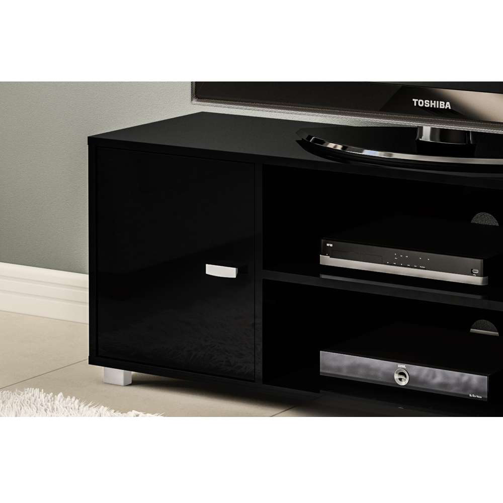 Covent Single Door 2 Drawer 2 Shelf Black TV Unit Image 4