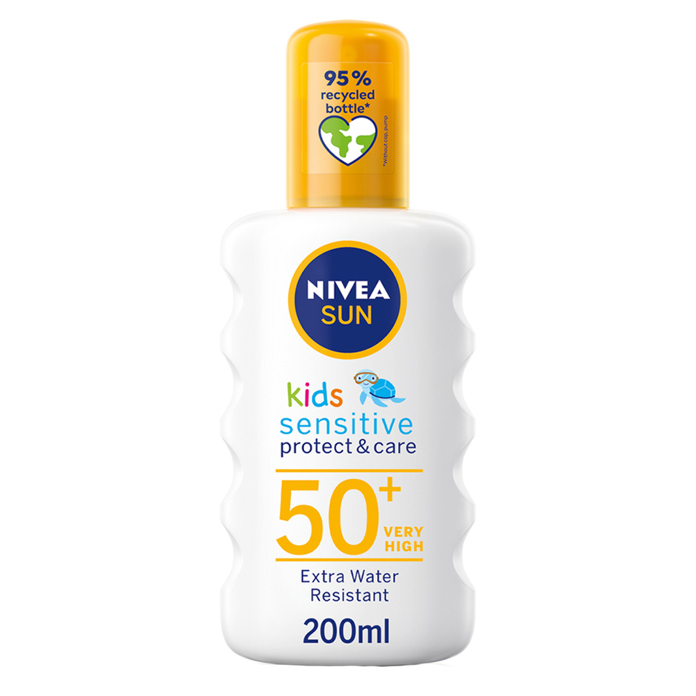 Nivea Sun Kids Sensitive Protect and Care Sun Cream Spray SPF50+ 200ml Image 1