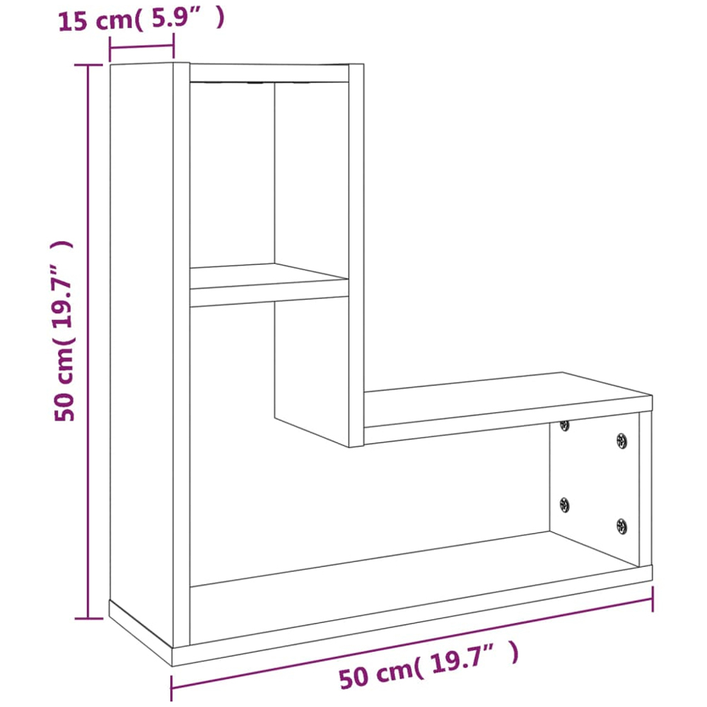 vidaXL 2 Shelf Smoked Oak Wall Cabinet Set of 2 Image 7