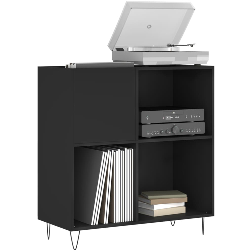 vidaXL 3 Shelf Black Square Record Cabinet Image 3
