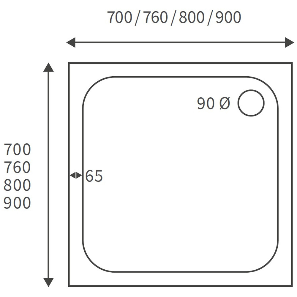 Bathstore Deluxe 45mm White Square Shower Tray with Waste 800 x 800mm Image 4