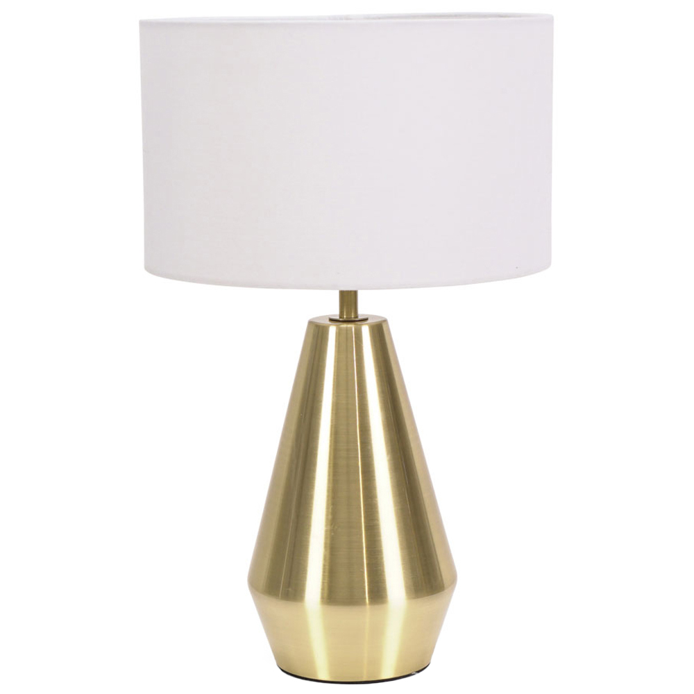 ValueLights Jax White Shade Antique Brass Touch LED Table Lamp Image 1