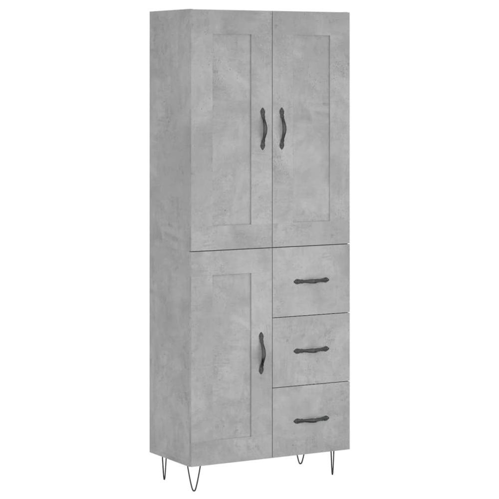 vidaXL 3 Door 3 Drawer Concrete Grey Highboard Image 2